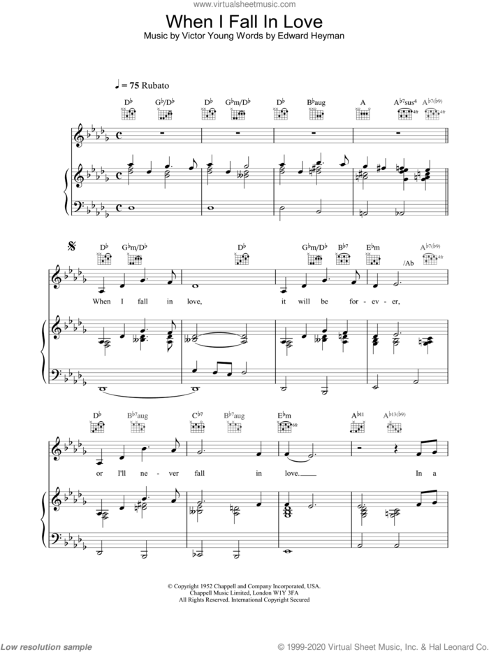 When I Fall In Love sheet music for voice, piano or guitar by Celine Dion, intermediate skill level