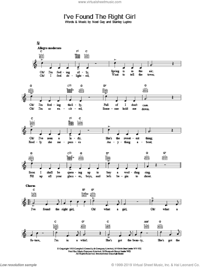 I've Found The Right Girl sheet music for voice and other instruments (fake book) by Jack Jackson, intermediate skill level