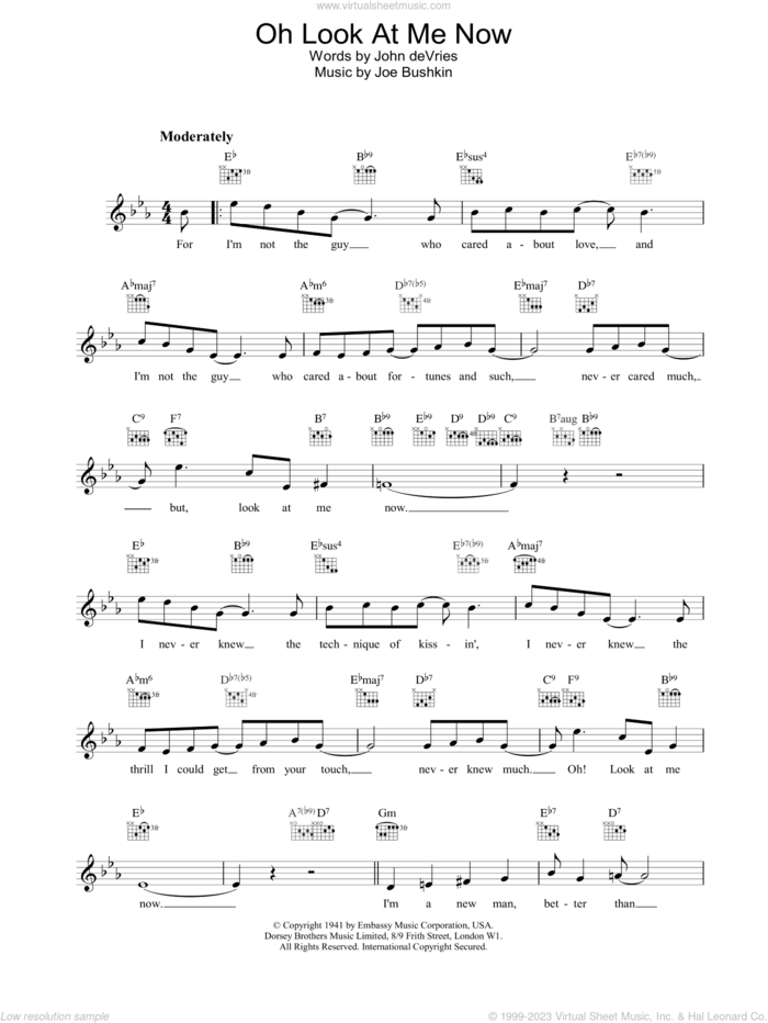 Oh Look At Me Now sheet music for voice and other instruments (fake book) by Frank Sinatra, intermediate skill level