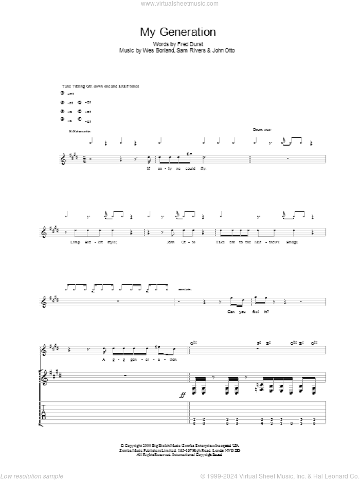 My Generation sheet music for voice, piano or guitar by The Who and Pete Townshend, intermediate skill level