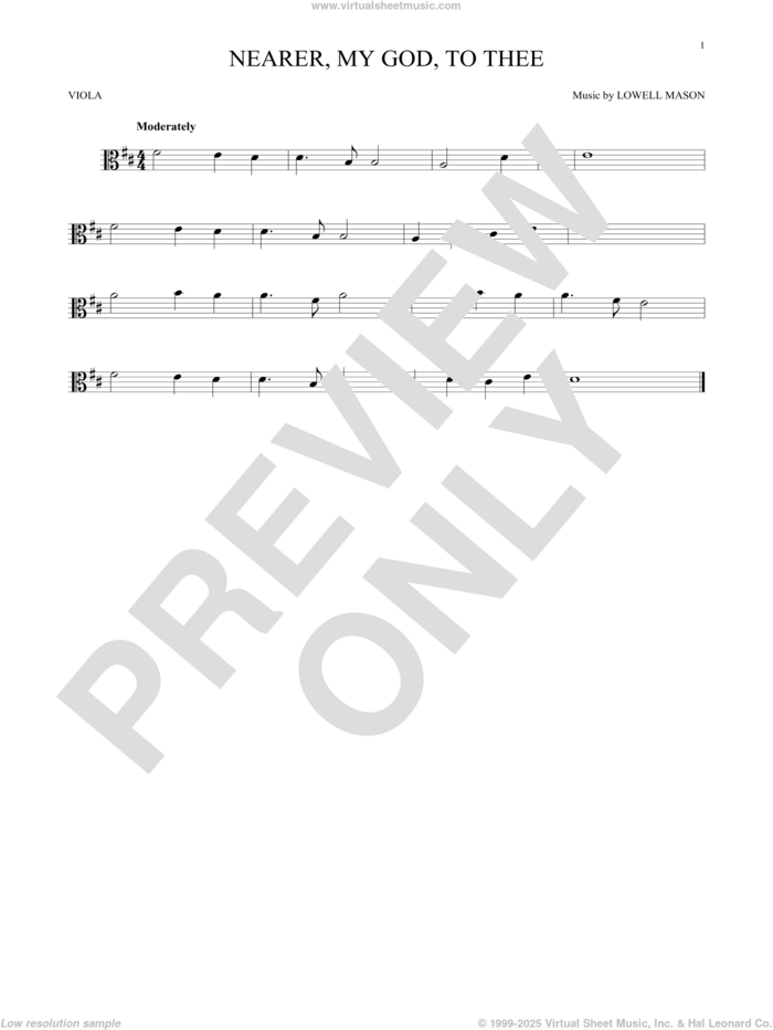 Nearer, My God, To Thee sheet music for viola solo by Lowell Mason, Genesis 28:10-22 and Sarah F. Adams, intermediate skill level