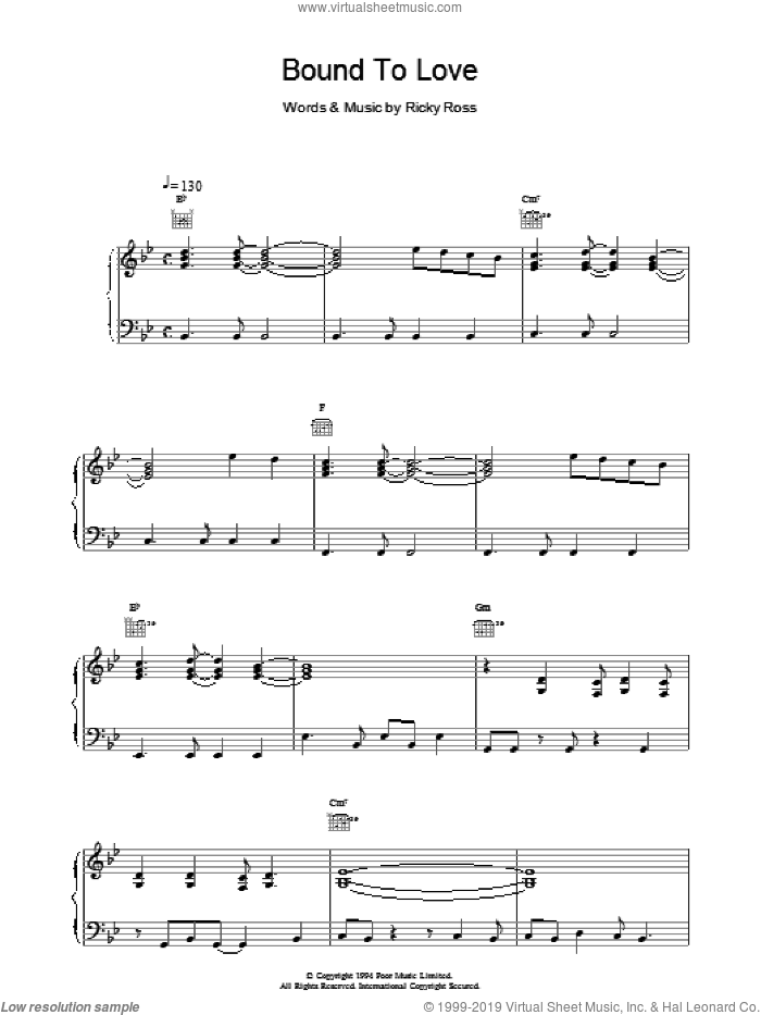 Bound To Love sheet music for voice, piano or guitar by Deacon Blue, intermediate skill level