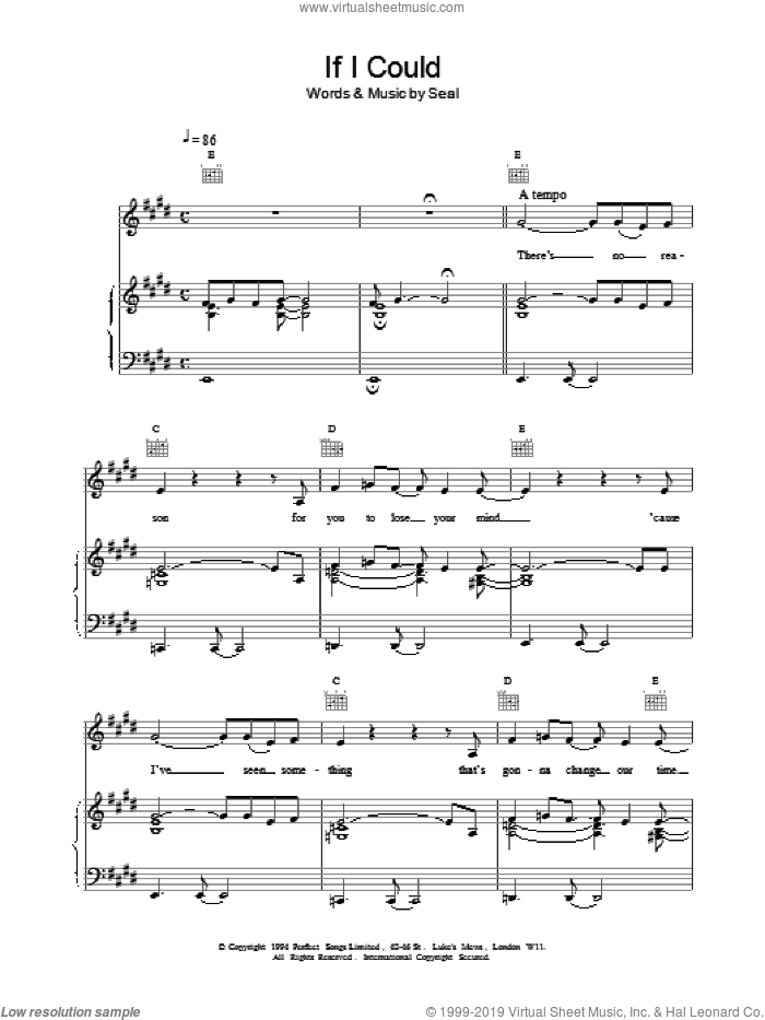 If I Could sheet music for voice, piano or guitar by Manuel Seal, intermediate skill level