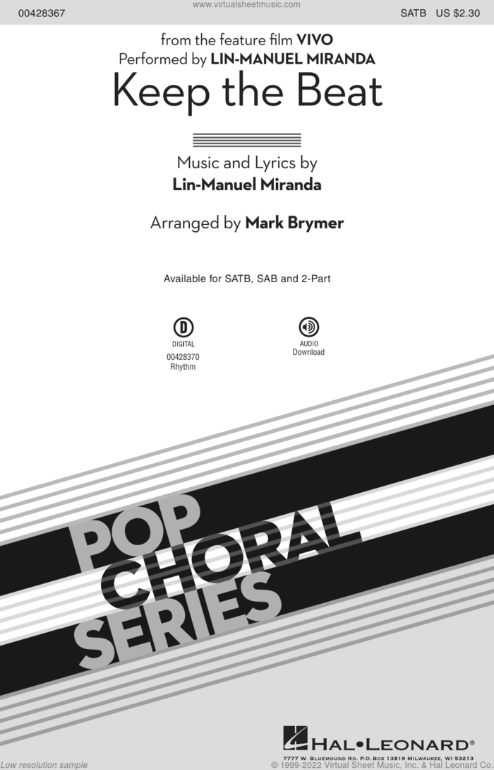 Keep The Beat (from Vivo) (arr. Mark Brymer) sheet music for choir (SATB: soprano, alto, tenor, bass) by Lin-Manuel Miranda and Mark Brymer, intermediate skill level