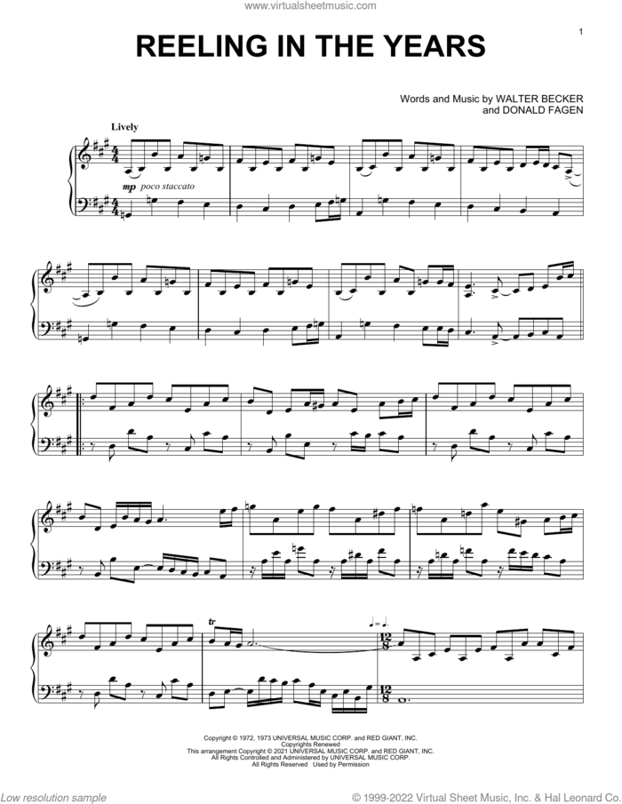 Reeling In The Years [Classical version] (arr. David Pearl) sheet music for piano solo by Steely Dan, David Pearl, Donald Fagen and Walter Becker, intermediate skill level