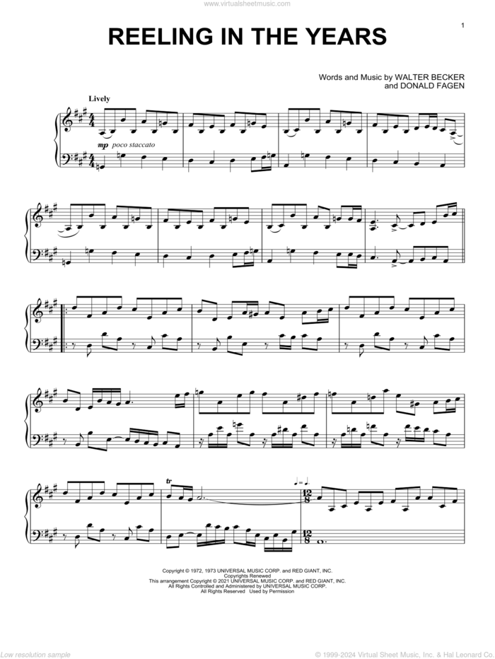 Reeling In The Years [Classical version] (arr. David Pearl) sheet music for piano solo by Steely Dan, David Pearl, Donald Fagen and Walter Becker, intermediate skill level