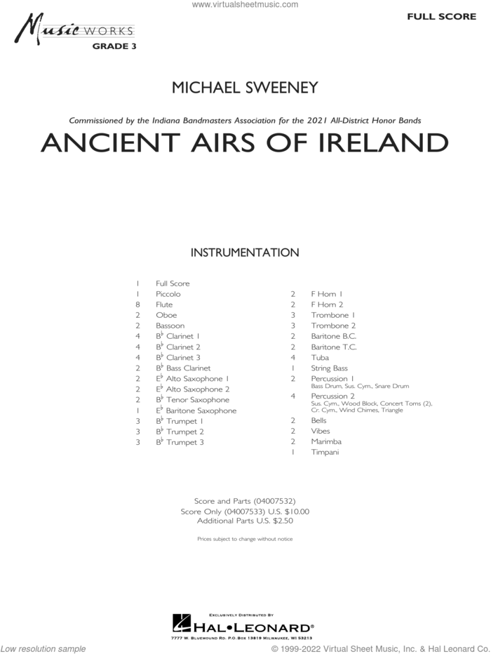 Ancient Airs of Ireland (COMPLETE) sheet music for concert band by Michael Sweeney, intermediate skill level