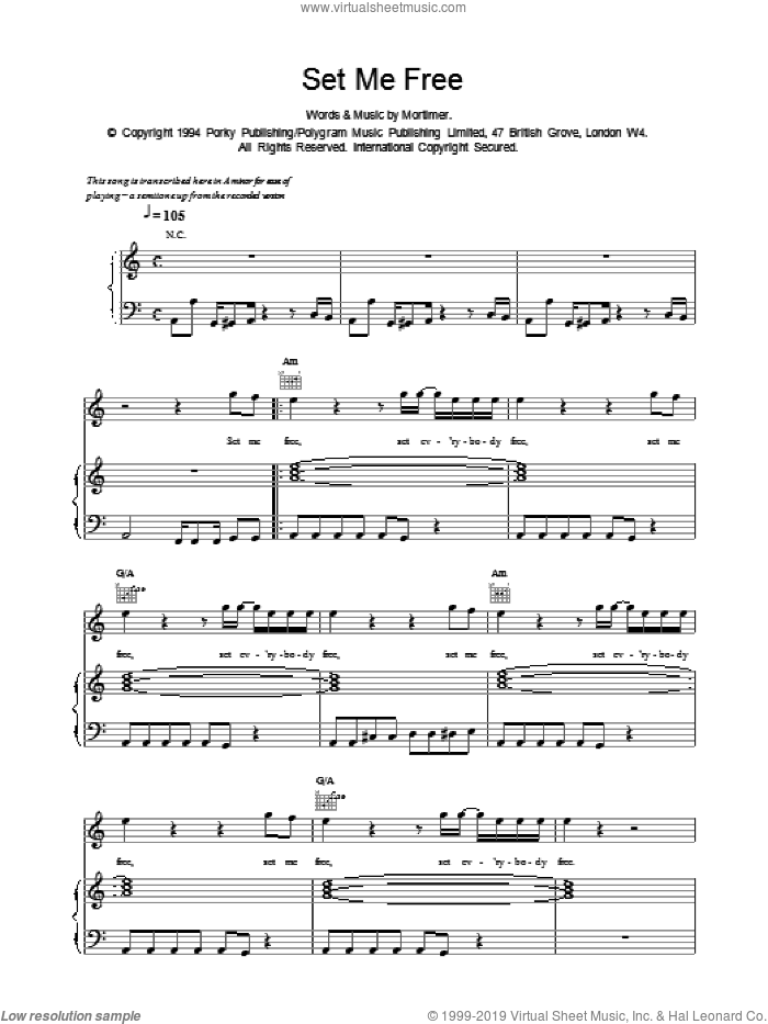 Set Me Free sheet music for voice, piano or guitar by East 17, intermediate skill level