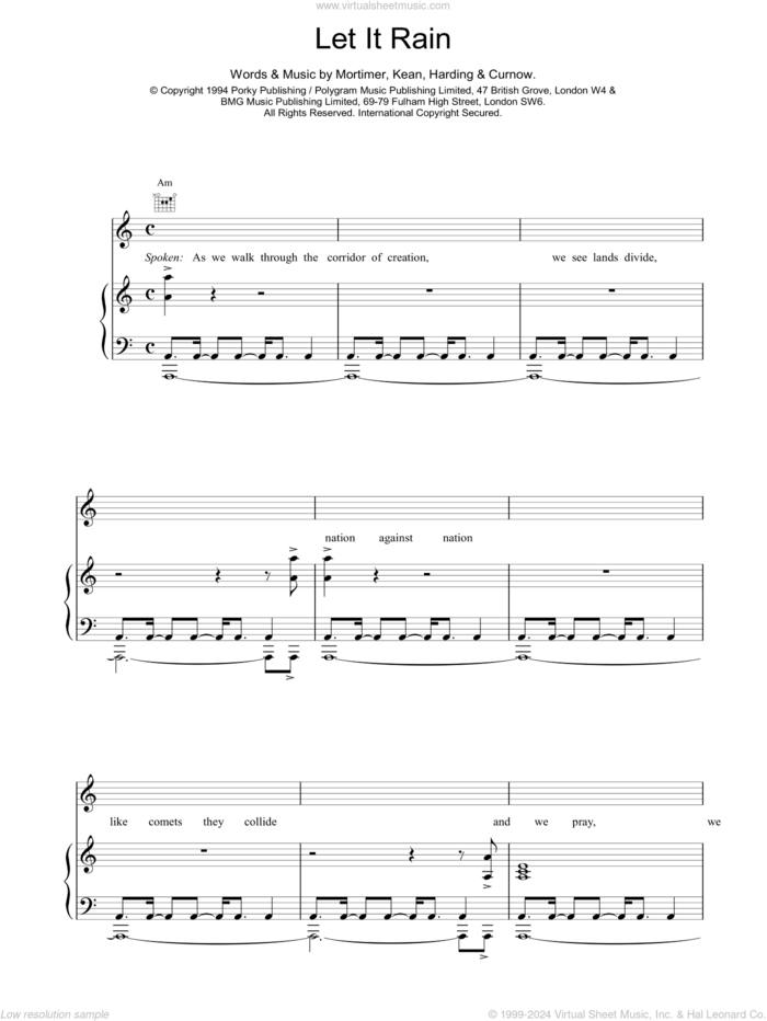 Let It Rain sheet music for voice, piano or guitar by East 17, intermediate skill level