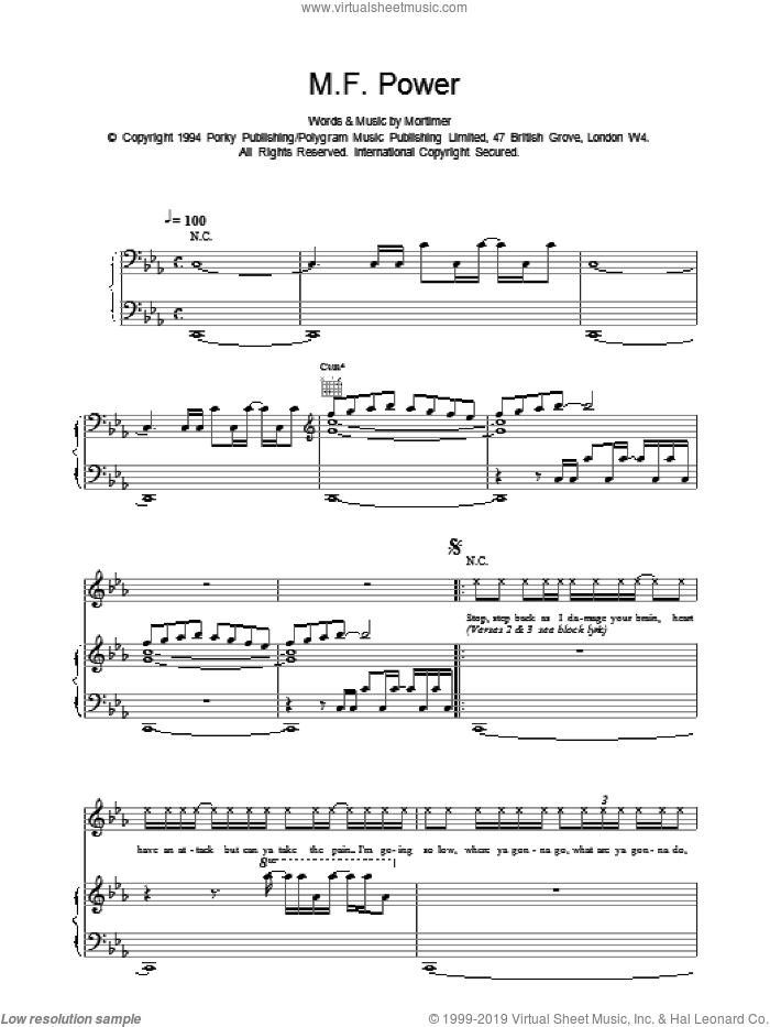 M F Power sheet music for voice, piano or guitar by East 17, intermediate skill level