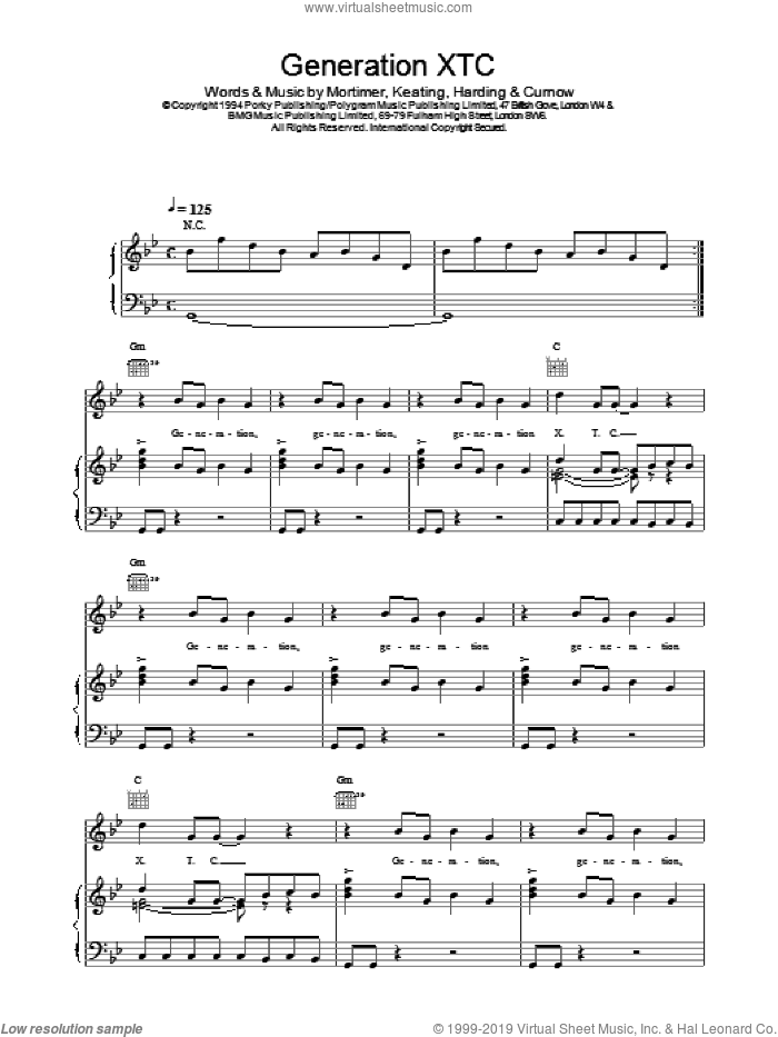 Generation XTC sheet music for voice, piano or guitar by East 17, intermediate skill level