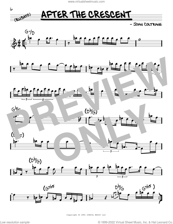 After The Crescent sheet music for voice and other instruments (real book) by John Coltrane, intermediate skill level