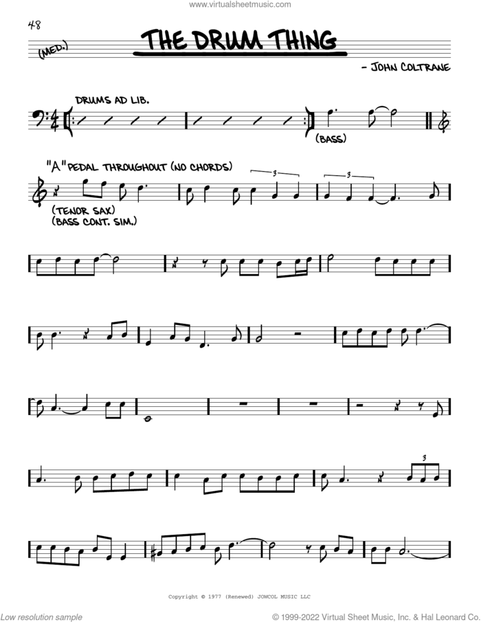 The Drum Thing sheet music for voice and other instruments (real book) by John Coltrane, intermediate skill level