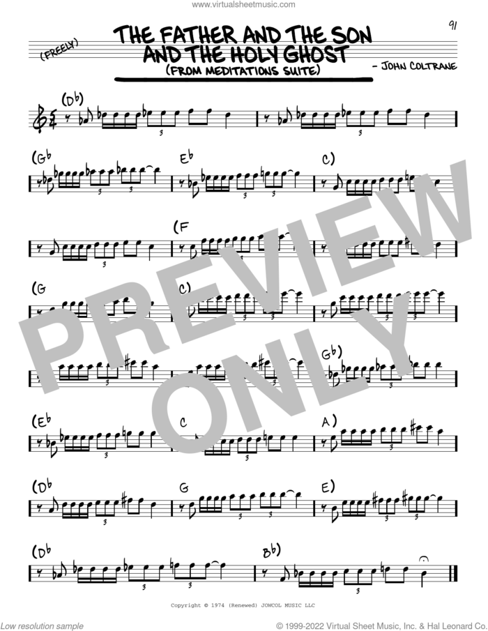 The Father And The Son And The Holy Ghost sheet music for voice and other instruments (real book) by John Coltrane, intermediate skill level