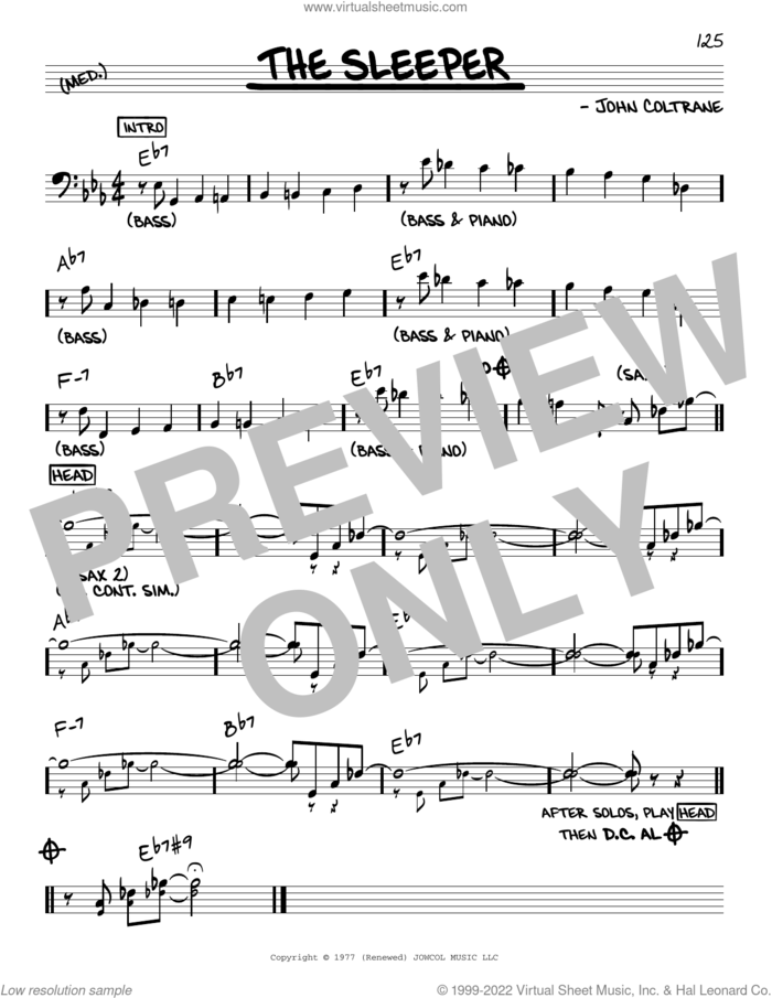 The Sleeper sheet music for voice and other instruments (real book) by John Coltrane, intermediate skill level