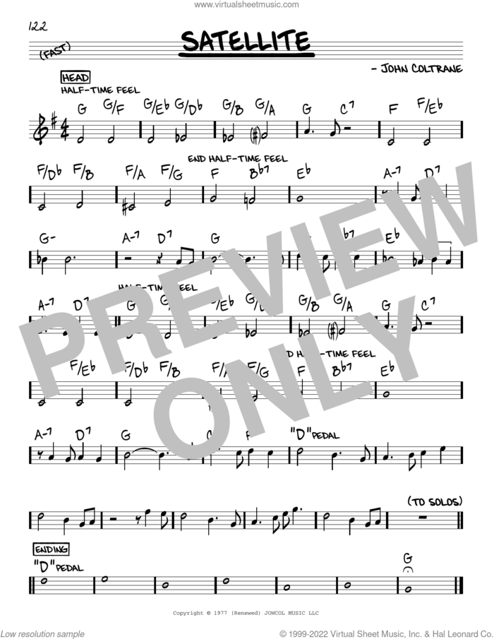 Satellite sheet music for voice and other instruments (real book) by John Coltrane, intermediate skill level