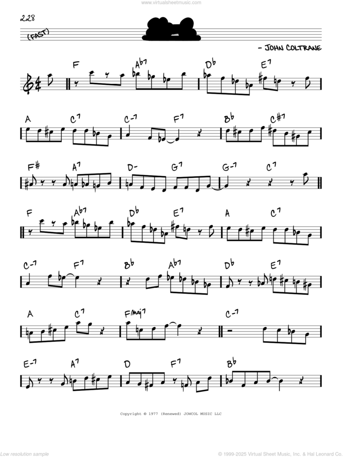 26-2 sheet music for voice and other instruments (real book) by John Coltrane, intermediate skill level