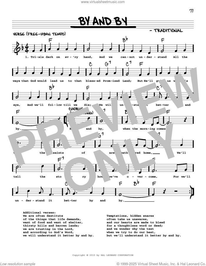 By And By (arr. Robert Rawlins) sheet music for voice and other instruments (real book with lyrics)  and Robert Rawlins, intermediate skill level