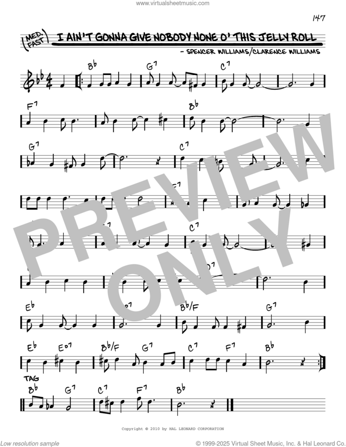 I Ain't Gonna Give Nobody None O' This Jelly Roll (arr. Robert Rawlins) sheet music for voice and other instruments (real book with lyrics) by Louis Armstrong, Robert Rawlins, Clarence Williams and Spencer Williams, intermediate skill level