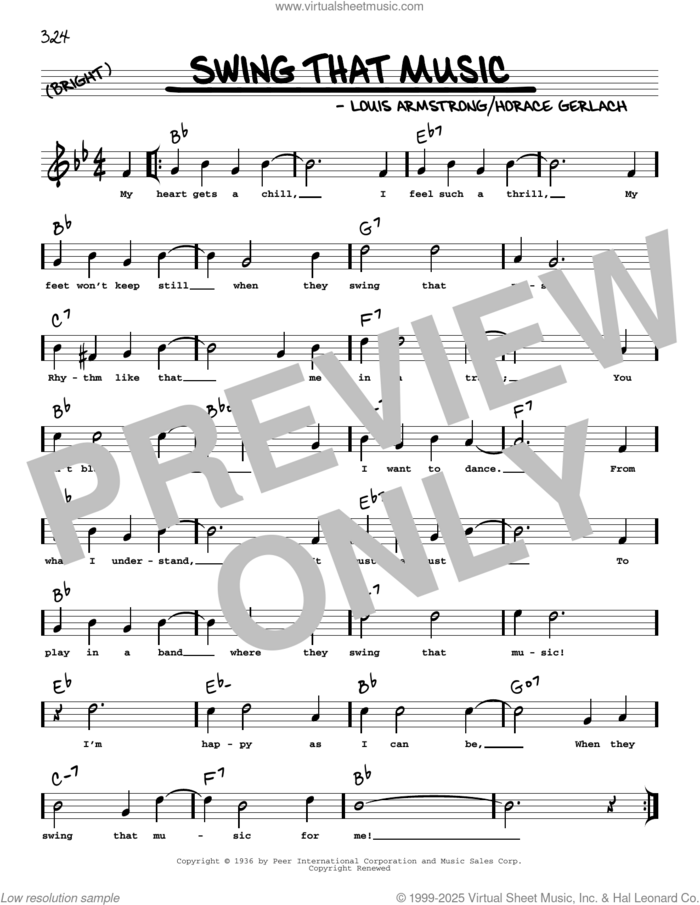 Swing That Music (arr. Robert Rawlins) sheet music for voice and other instruments (real book with lyrics) by Louis Armstrong, Robert Rawlins and Horace Gerlach, intermediate skill level