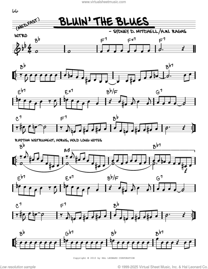 Bluin' The Blues (arr. Robert Rawlins) sheet music for voice and other instruments (real book with lyrics) by Sidney D. Mitchell, Robert Rawlins and H.W. Ragas, intermediate skill level