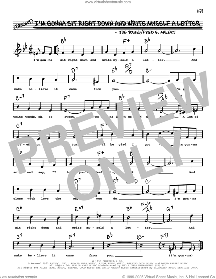 I'm Gonna Sit Right Down And Write Myself A Letter (arr. Robert Rawlins) sheet music for voice and other instruments (real book with lyrics) by Joe Young, Robert Rawlins, Thomas Waller and Fred Ahlert, intermediate skill level