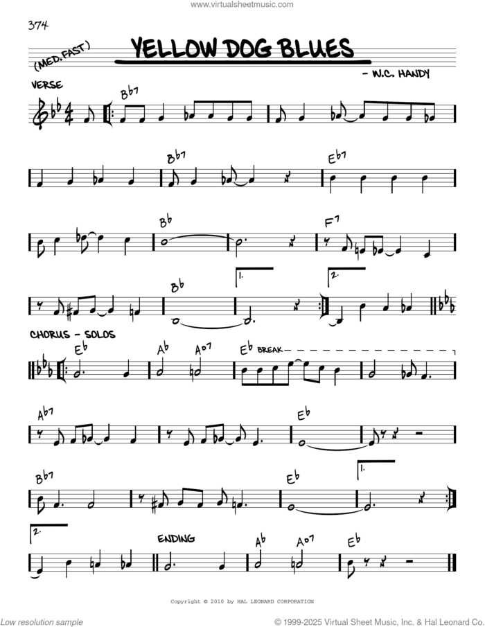 Yellow Dog Blues (arr. Robert Rawlins) sheet music for voice and other instruments (real book with lyrics) by W.C. Handy and Robert Rawlins, intermediate skill level