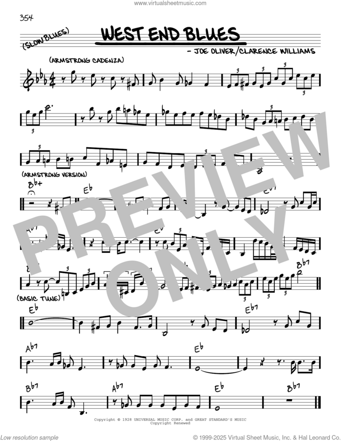 West End Blues (arr. Robert Rawlins) sheet music for voice and other instruments (real book with lyrics) by King Oliver, Robert Rawlins, Clarence Williams and Joe Oliver, intermediate skill level