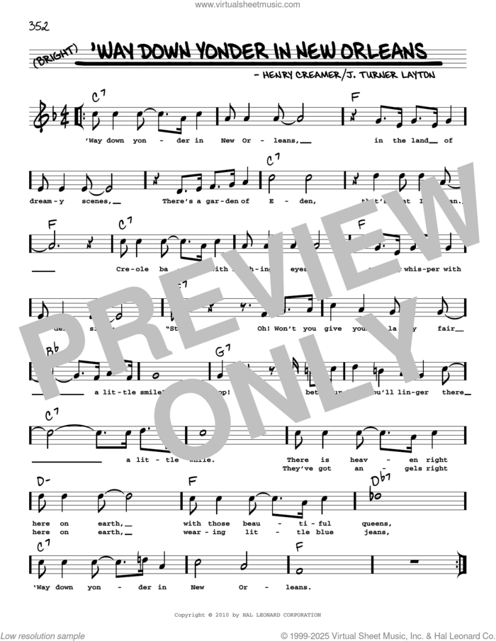 'Way Down Yonder In New Orleans (arr. Robert Rawlins) sheet music for voice and other instruments (real book with lyrics) by Henry Creamer, Robert Rawlins and Turner Layton, intermediate skill level