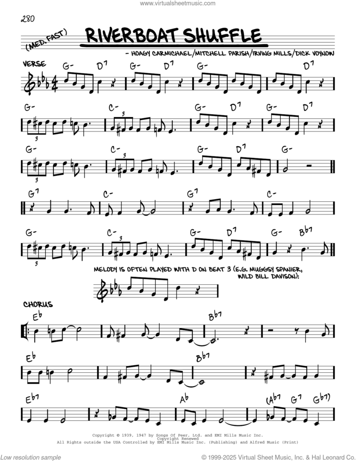 Riverboat Shuffle (arr. Robert Rawlins) sheet music for voice and other instruments (real book with lyrics) by Bix Beiderbecke, Robert Rawlins, Dick Voynow, Hoagy Carmichael, Irving Mills and Mitchell Parish, intermediate skill level