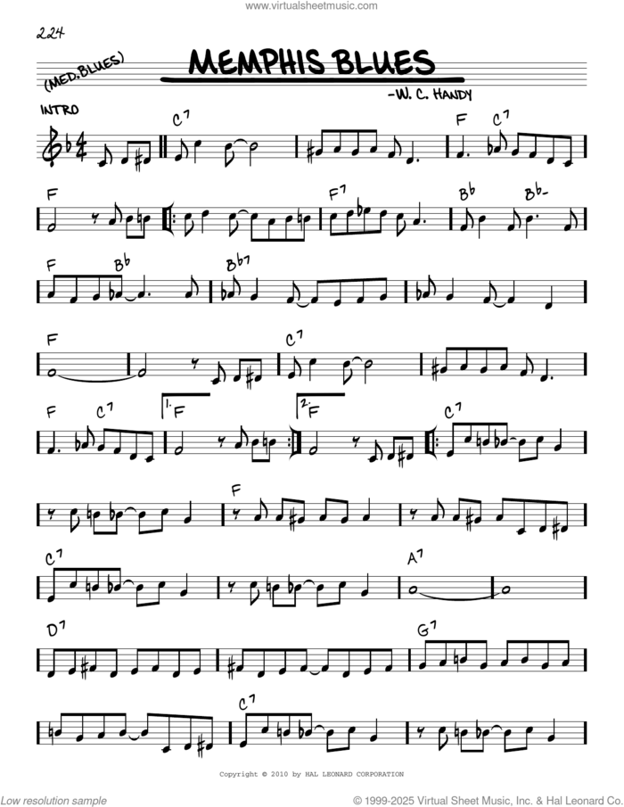 Memphis Blues (arr. Robert Rawlins) sheet music for voice and other instruments (real book with lyrics) by W.C. Handy and Robert Rawlins, intermediate skill level