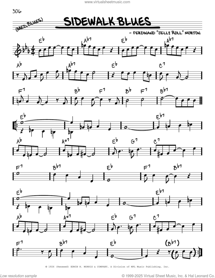 Sidewalk Blues (arr. Robert Rawlins) sheet music for voice and other instruments (real book with lyrics) by Jelly Roll Morton, Robert Rawlins, Ferd 'Jelly Roll' Morton and Walter Melrose, intermediate skill level