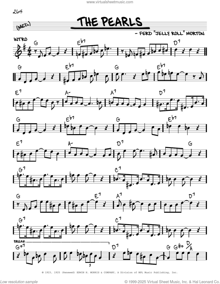 The Pearls (arr. Robert Rawlins) sheet music for voice and other instruments (real book with lyrics) by Jelly Roll Morton, Robert Rawlins and Ferd 'Jelly Roll' Morton, intermediate skill level