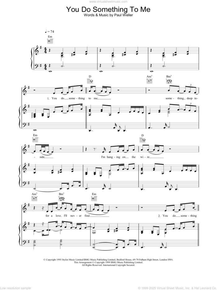 You Do Something To Me sheet music for voice, piano or guitar by Paul Weller, intermediate skill level