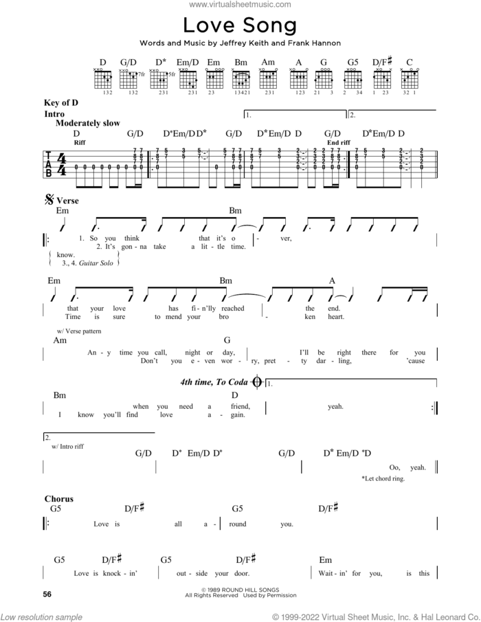 Love Song sheet music for guitar solo (lead sheet) by Tesla, Frank Hannon and Jeffrey Keith, intermediate guitar (lead sheet)