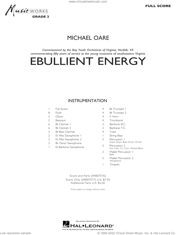 Ebullient Energy (COMPLETE) sheet music for concert band by Michael Oare, intermediate skill level