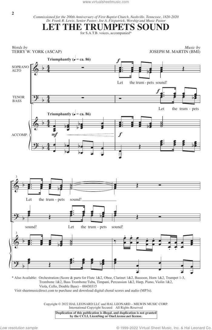 Let The Trumpets Sound sheet music for choir (SATB: soprano, alto, tenor, bass) by Joseph M. Martin and Terry W. York and Joseph M. Martin and Terry W. York, intermediate skill level