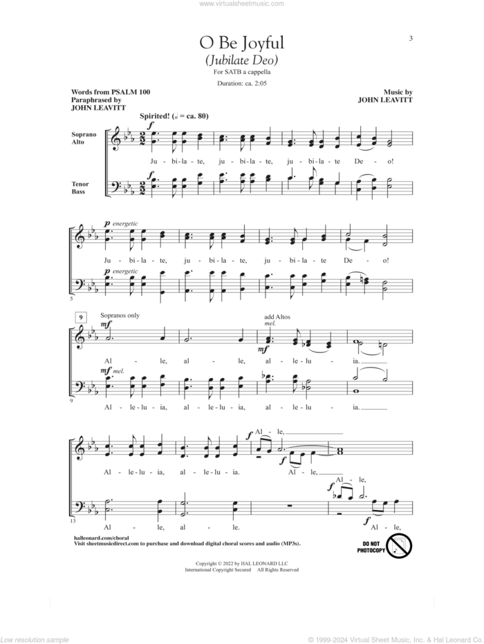 O Be Joyful (Jubilate Deo) sheet music for choir (SATB: soprano, alto, tenor, bass) by John Leavitt and Psalm 100, intermediate skill level