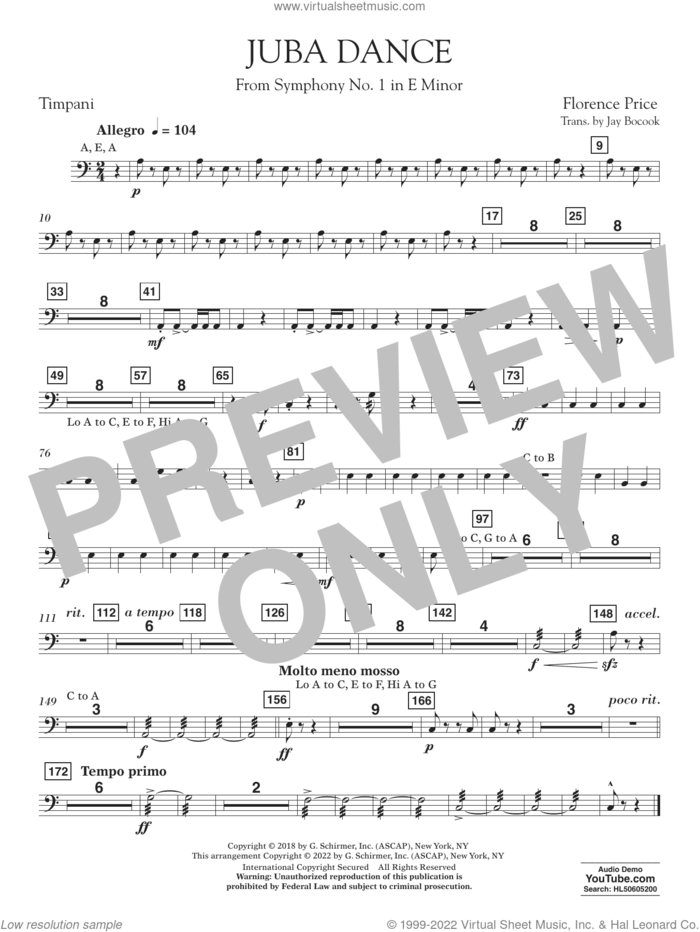 Juba Dance (from Symphony No. 1) sheet music for concert band (timpani) by Florence Price and Jay Bocook, intermediate skill level