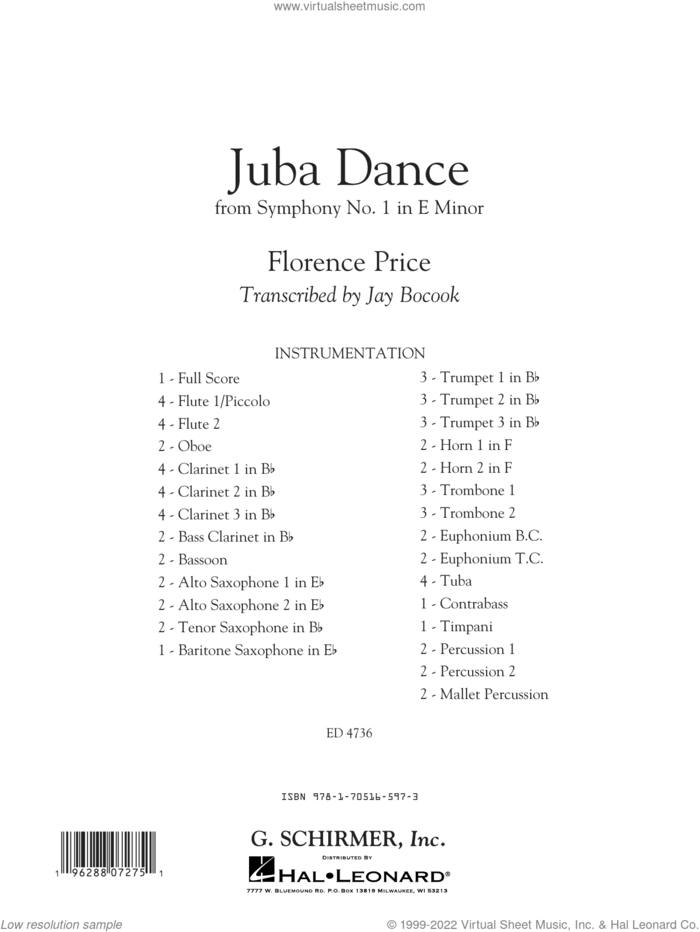 Juba Dance (from Symphony No. 1) (arr. Jay Bocook) (COMPLETE) sheet music for concert band by Jay Bocook and Florence Price, intermediate skill level