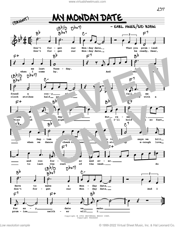 My Monday Date (arr. Robert Rawlins) sheet music for voice and other instruments (real book with lyrics) by Louis Armstrong, Robert Rawlins, Earl Hines and Sid Robin, intermediate skill level