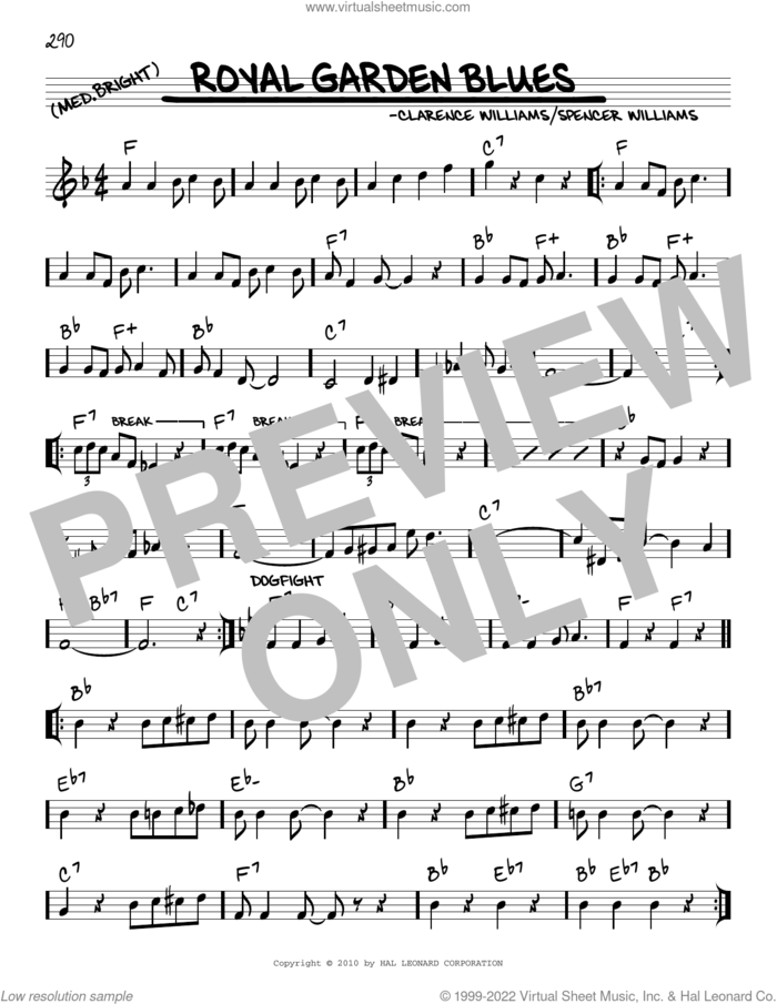 Royal Garden Blues (arr. Robert Rawlins) sheet music for voice and other instruments (real book with lyrics) by Spencer Williams, Robert Rawlins and Clarence Williams, intermediate skill level