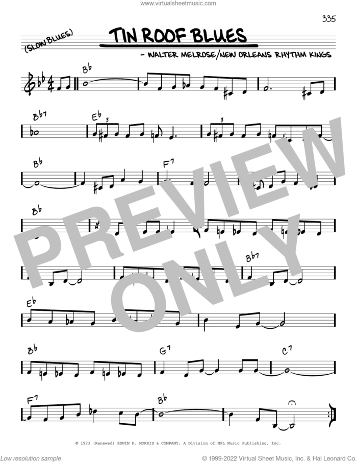 Tin Roof Blues (arr. Robert Rawlins) sheet music for voice and other instruments (real book with lyrics) by Walter Melrose, Robert Rawlins and New Orleans Rhythm Kings, intermediate skill level