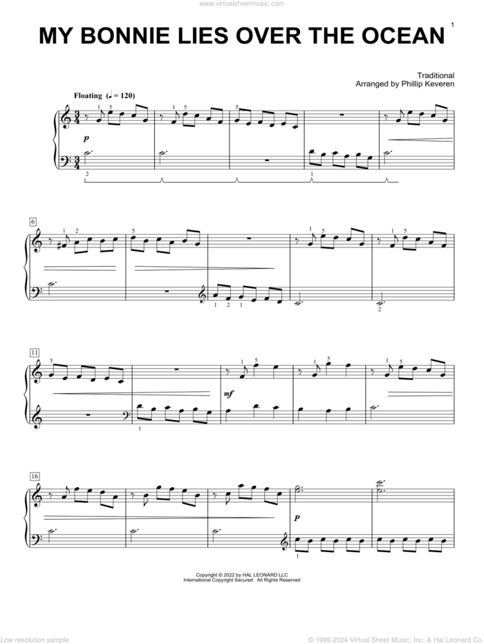 My Bonnie Lies Over The Ocean (arr. Phillip Keveren) sheet music for piano solo  and Phillip Keveren, intermediate skill level