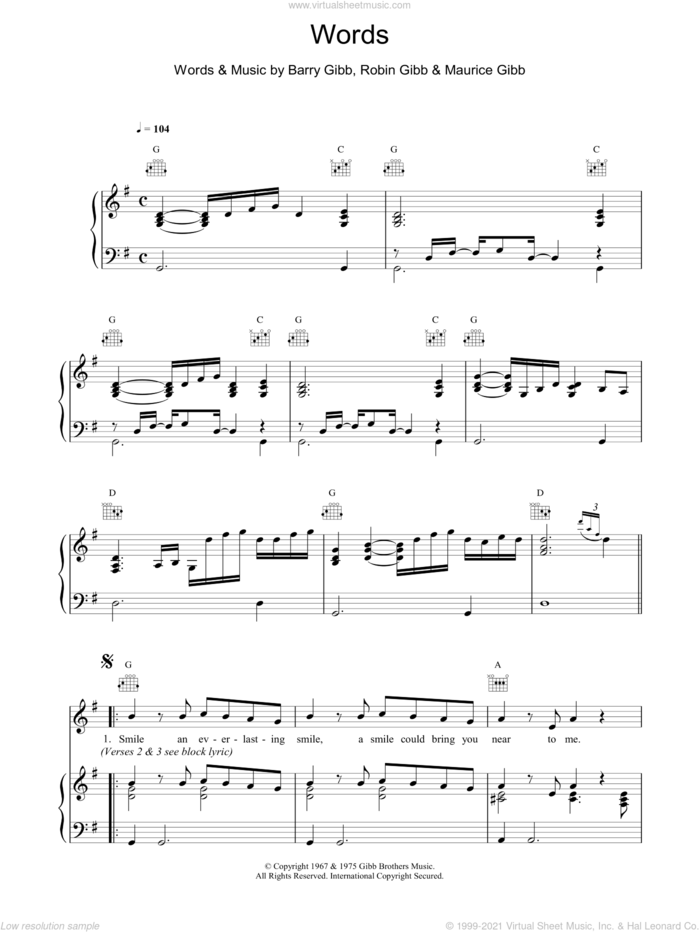 Words sheet music for voice, piano or guitar by Boyzone, intermediate skill level
