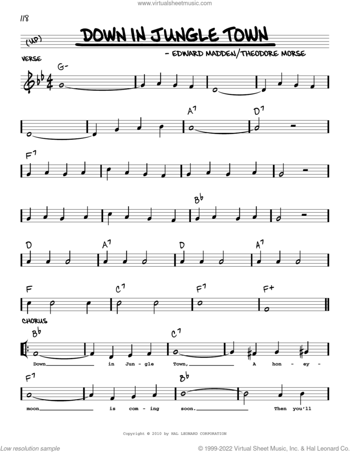 Down In Jungle Town (arr. Robert Rawlins) sheet music for voice and other instruments (real book with lyrics) by Edward Madden, Robert Rawlins and Theodore F. Morse, intermediate skill level