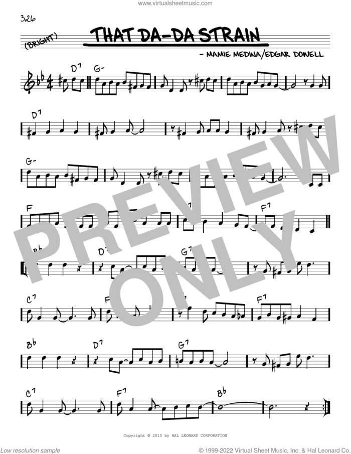 That Da-Da Strain (arr. Robert Rawlins) sheet music for voice and other instruments (real book with lyrics) by Edgar Dowell, Robert Rawlins and Mamie Medina, intermediate skill level