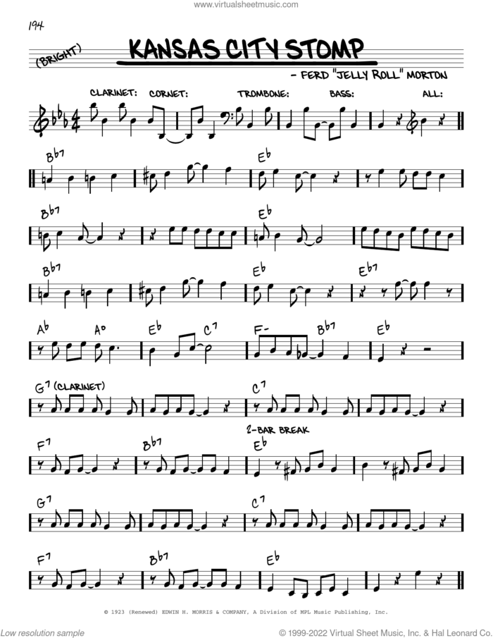 Kansas City Stomp (arr. Robert Rawlins) sheet music for voice and other instruments (real book with lyrics) by Jelly Roll Morton, Robert Rawlins and Ferd 'Jelly Roll' Morton, intermediate skill level