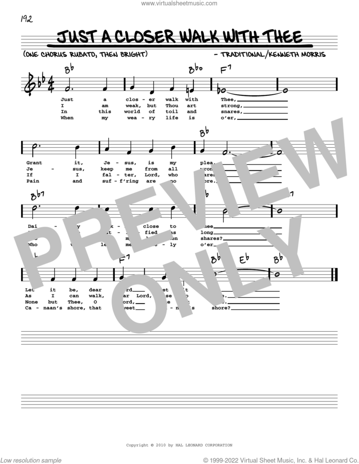 Just A Closer Walk With Thee (arr. Robert Rawlins) sheet music for voice and other instruments (real book with lyrics) by Kenneth Morris, Robert Rawlins and Miscellaneous, intermediate skill level