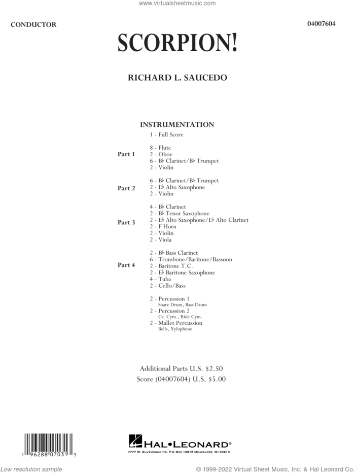 Scorpion! (COMPLETE) sheet music for concert band by Richard L. Saucedo, intermediate skill level